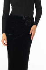 Black Velour Rose Skirt