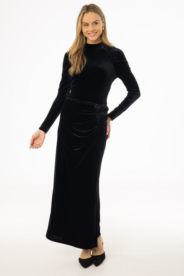 Black Velour Rose Skirt