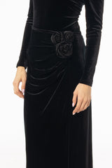 Black Velour Rose Skirt