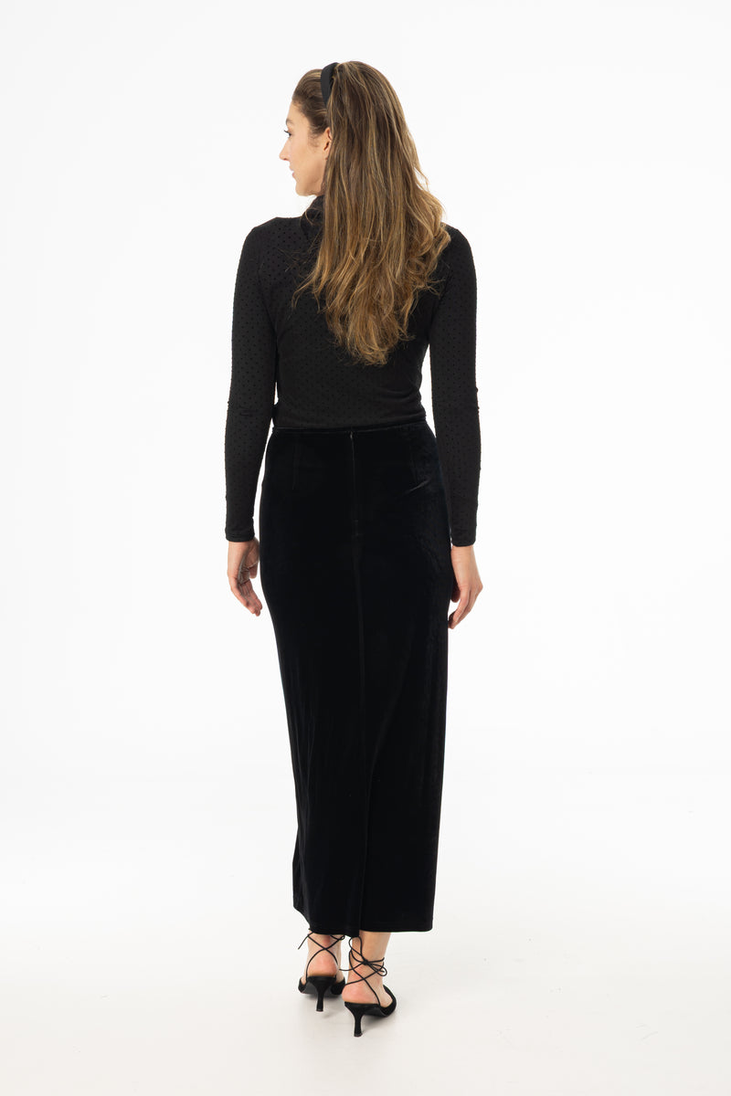 Black Velour Rose Skirt