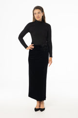 Black Velour Rose Skirt