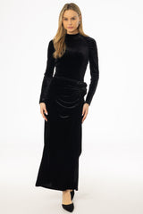 Black Velour Rose Skirt