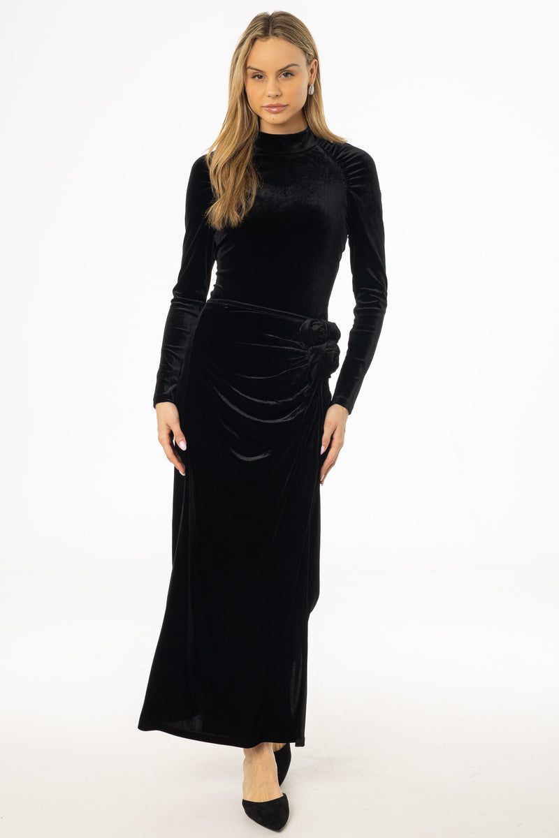 Black Velour Rose Skirt