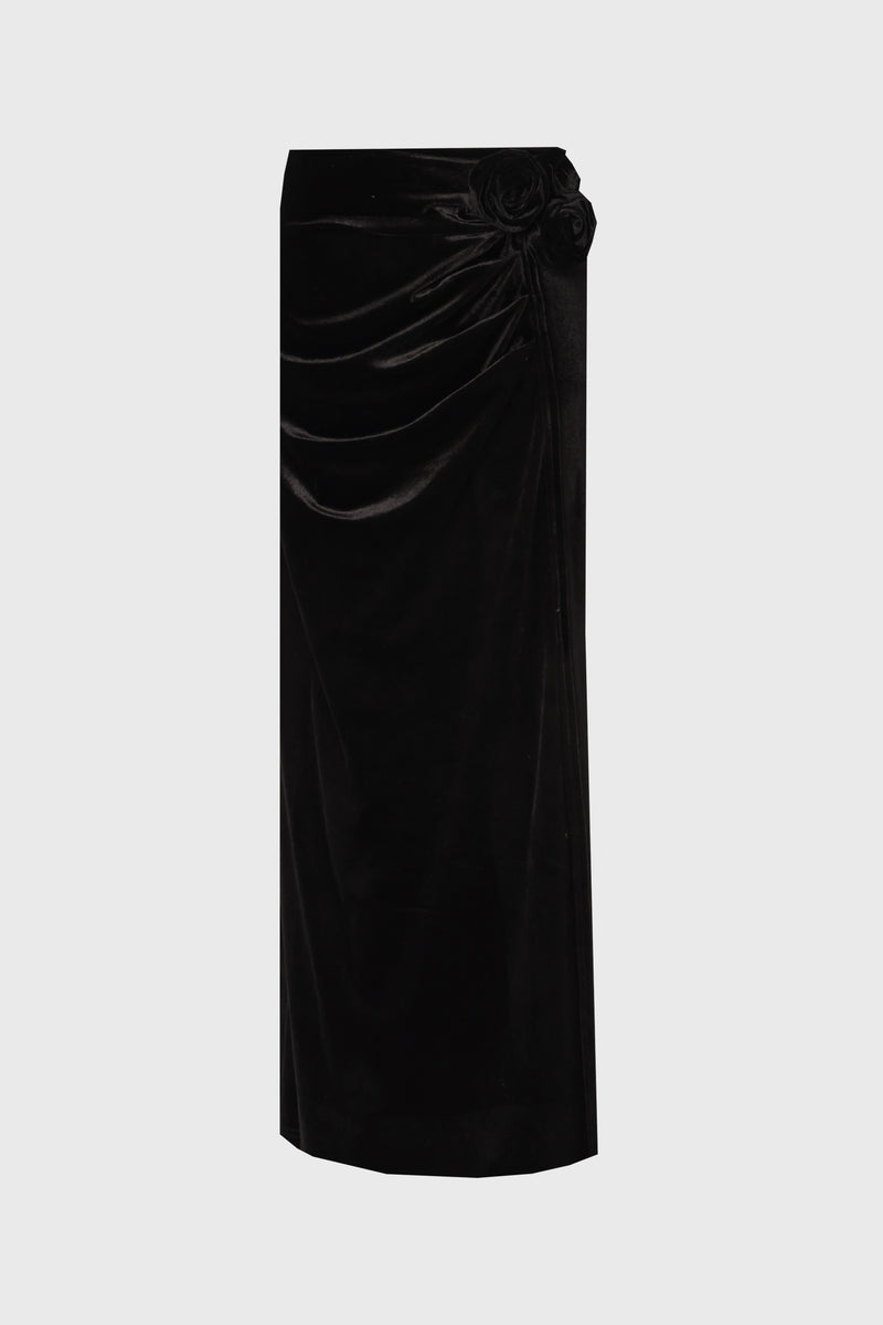 Black Velour Rose Skirt