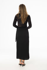 Black Velour Trim Wrap Skirt