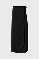 Black Velour Trim Wrap Skirt