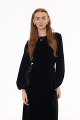 Black Velvet Gathered Sleeve Top