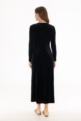 Black Velvet Loop Drape Maxi Dress
