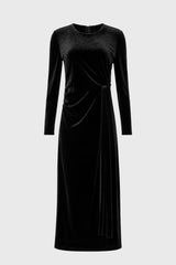 Black Velvet Loop Drape Maxi Dress