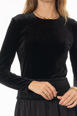 Black Velvet Structured Top
