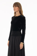 Black Velvet Structured Top