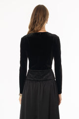 Black Velvet Structured Top