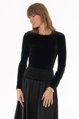 Black Velvet Structured Top
