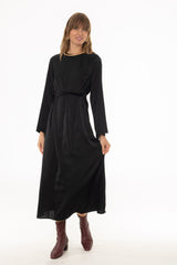 Black Velvet Trim Maxi Dress