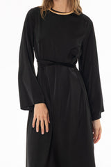 Black Velvet Trim Maxi Dress