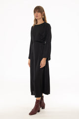 Black Velvet Trim Maxi Dress