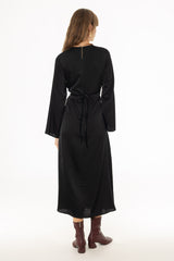 Black Velvet Trim Maxi Dress