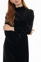 Black Velvet Turtleneck Maxi Dress