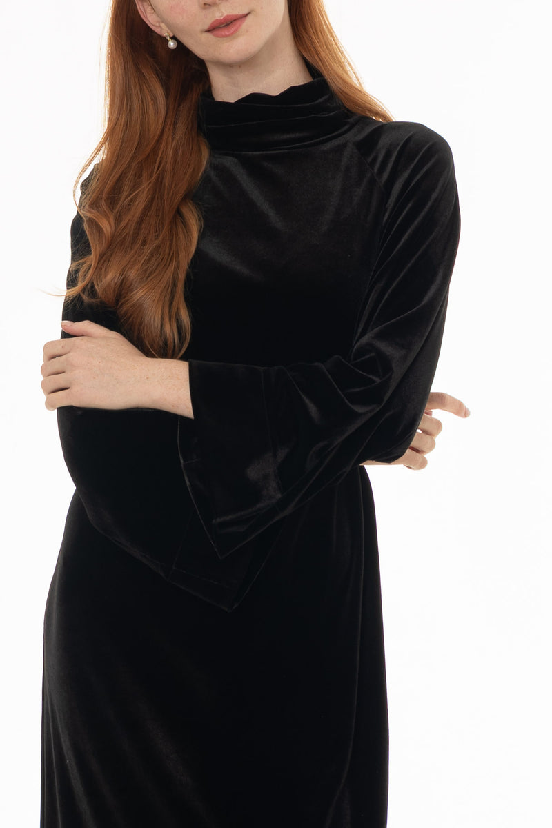 Black Velvet Turtleneck Maxi Dress – BLANK