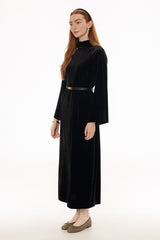 Black Velvet Turtleneck Maxi Dress