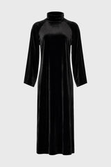 Black Velvet Turtleneck Maxi Dress