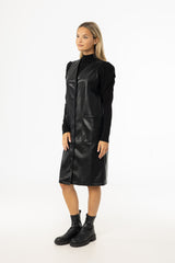 Black Vegan Leather Vest Dress