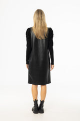 Black Vegan Leather Vest Dress