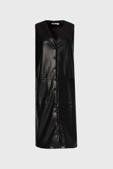 Black Vegan Leather Vest Dress