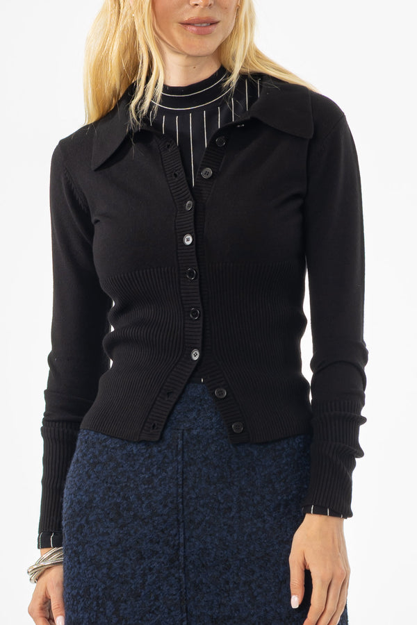 Black Waisted Cardigan