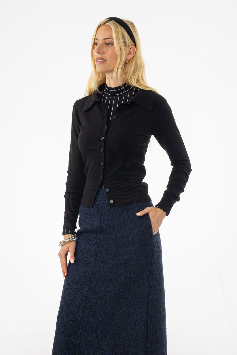 Black Waisted Cardigan