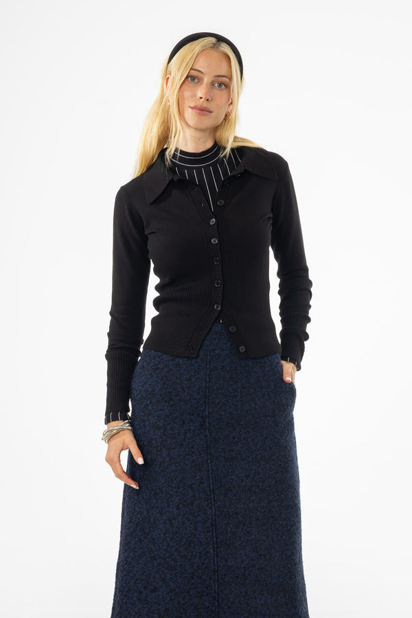 Black Waisted Cardigan
