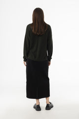 Black Exposed Pocket Denim Skirt