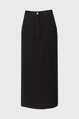 Black Exposed Pocket Denim Skirt