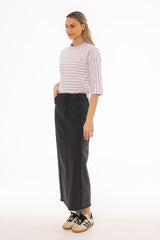 Black Wash Two Tone Denim Maxi Skirt