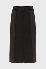 Black Wash Two Tone Denim Maxi Skirt