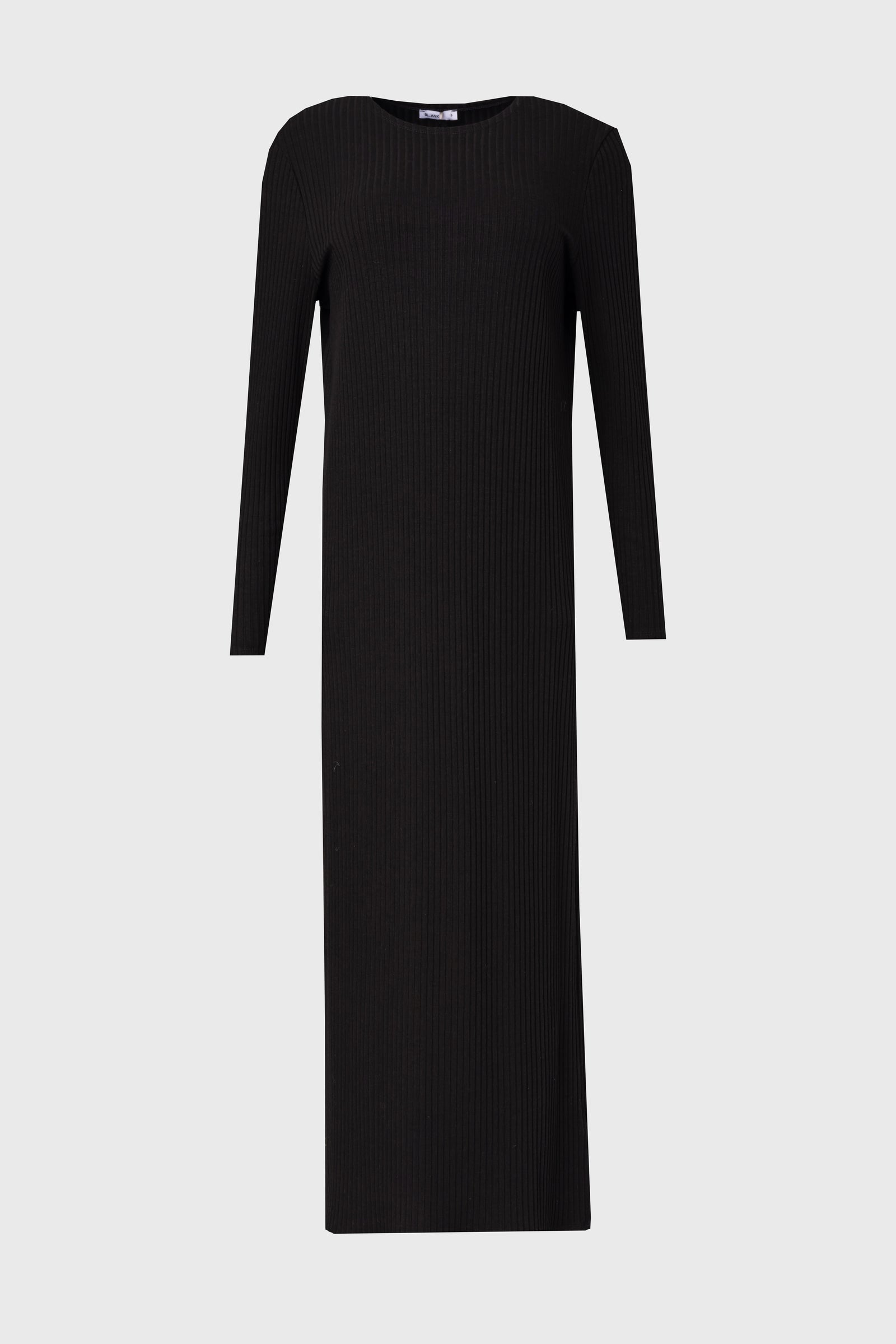fitted lace wedding dress Zainab Knit Ribbed Maxi Dress Abaya 905-Black, Black / XL/XXK