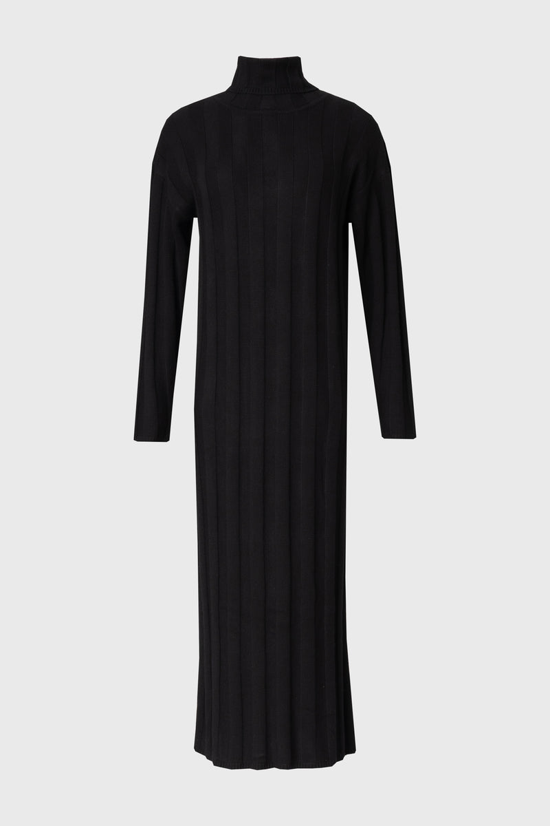 Black Ribbed Knit Turtleneck Maxi Dress BLANK Black Ribbed Knit Turtleneck Maxi Dress BLANK
