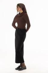 Black Wool Feel Maxi Skirt