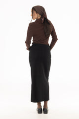 Black Wool Feel Maxi Skirt