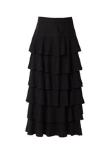 Black Wool Ruffle Skirt