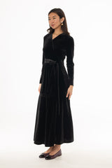 Black Wrap Velour Maxi Dress
