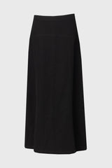 Black Yoke Seam Denim Skirt
