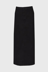 Black Zipper Denim Maxi Skirt