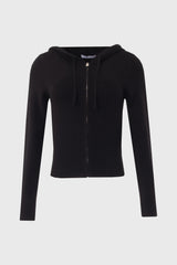 Black Zipper Knit Hoodie