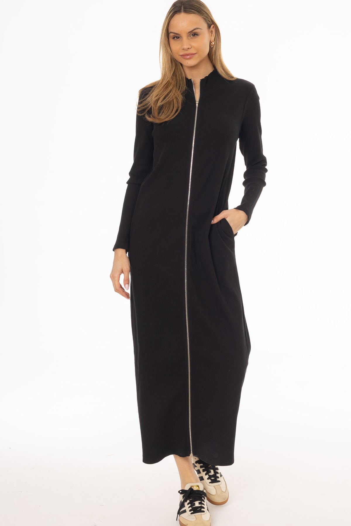 Black Zipper Maxi Dress – BLANK