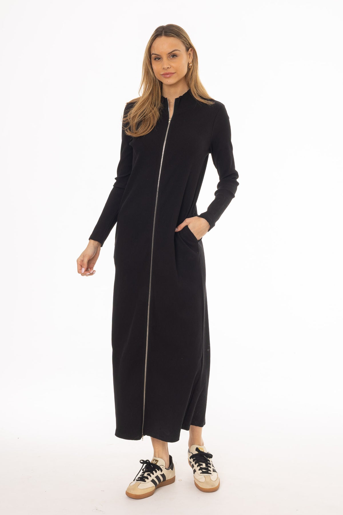 black zip front dress Most Wanted The Skye Dress is defined by a fit Slim Zip Front Dress |