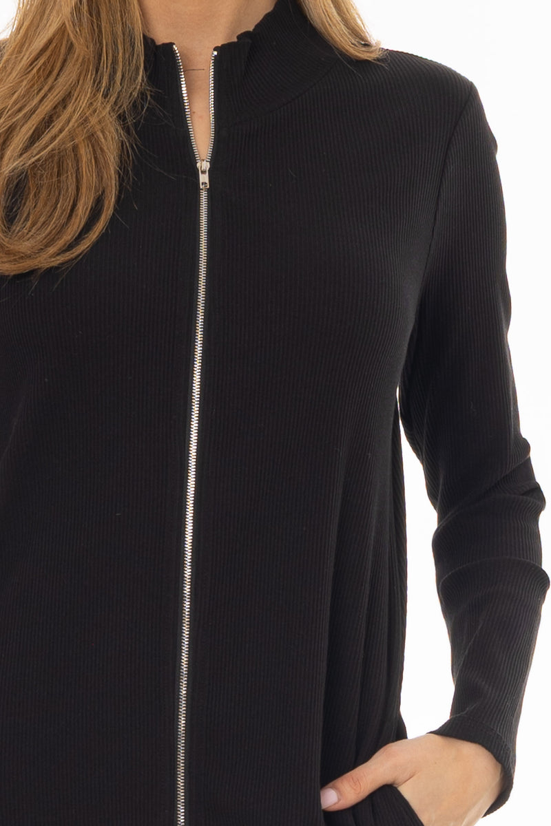 black zip up dress long sleeve Black Zipper Maxi Dress  BLANK