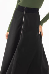 Black Zipper Maxi Skirt