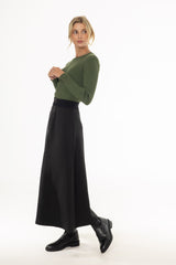 Black Zipper Maxi Skirt