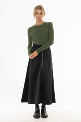 Black Zipper Maxi Skirt